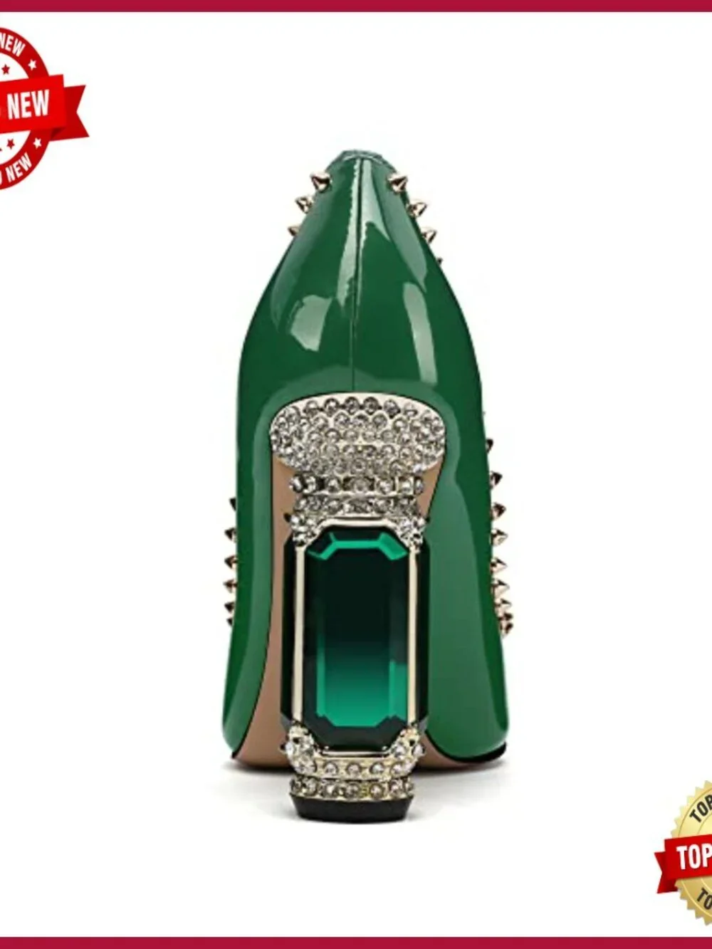 Chunky Block Heels Pumps Pointed Toe Rhinestone Crystal Bridal Wedding Party